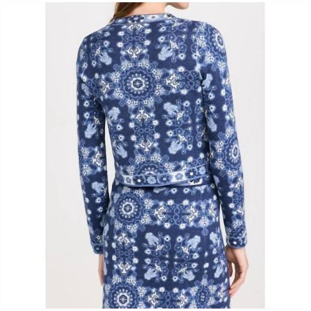 NEW CARA CARA women's livi rita tile cotton sweater in blue - Picture 2 of 3